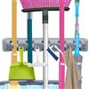 Ki Home Portascope da Muro 5 Posti e 6 Ganci Rastrelliera Porta Scopa Utensili Salvaspazio In Plastica da Parete 40 cm