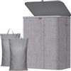 Lifewit Cesto Portabiancheria 2 Scomparti, Pieghevole, 165L, Grigio Chiaro | Cesta Panni Sporchi con Sacchi Lavabili, Cesto Biancheria Sporca, Laundry Basket per Bagno, Camera da Letto e Lavanderia