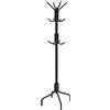 SONGMICS Appendiabiti da Terra, in Acciaio e Legno con 12 Ganci, 4 Gambe | Appendi Abiti Cappotti Cappelli Borse, per Ingresso Camera da Letto Ufficio, Nero Inchiostro e Colore Legno, ALAN RCR031B01