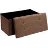 BAKAJI Cassapanca Pouf Contenitore Poggiapiedi per Camera da Letto Panca Sgabello Struttura Pieghevole Rivestimento in Tessuto Seduta Rimovibile Imbottita Dimensione 38 x 76 cm (Marrone)