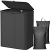 Lifewit Cesto Portabiancheria 2 Scomparti, Pieghevole, 165L, Nero | Cesta Panni Sporchi con Sacchi Lavabili, Cesto Biancheria Sporca, Laundry Basket per Bagno, Camera da Letto e Lavanderia