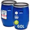 Garronda Set da 2 pezzi da 60 litri, Tanica di plastica realizzata in HDPE alimentare, adatta come serbatoio acqua, per il giardino, contenitore per alimenti e serbatoio universale GD-0122, Blu