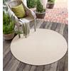 the carpet he carpet Santo Plus - Tappeto da esterno di alta qualità, adatto per soggiorno, camera da letto e terrazza, resistente alle intemperie, durevole e facile da pulire, Beige, 120 cm rotondo
