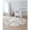 the carpet Mila - Tappeto moderno per soggiorno, elegante e lucido, a pelo corto,con motivo fulmine color oro, con motivo fulmine color oro, crema, 200 x 200 cm Rotondo
