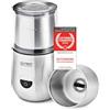 TZS First Austria TZS FA Macinacaffè Elettrico e Montalatte 2 in 1, 200W, 28000 Giri/min, 2 Contenitori in Acciaio Inox Rimovibili 100g & 100ml, 2 Velocità, Argento