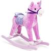 BAKAJI Cavallo a Dondolo per Bambini con Suoni Realistici, Animale che Nitrisce e Muove la bocca Struttura in Legno e Tessuto, Unicorno Peluche Rosa, Giochi Infanzia