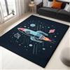 Generico Tappeto Con Stampa Cartone Animato Razzo Spaziale, Lavabile In Lavatrice Tappeto Per Soggiorno 80 X 150 Cm, Ideale Per Corridoio Bagno Cucina Ingresso, Tappeti Pelo Corto, Blu Scuro