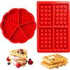 Sxingh Stampo per cialde in silicone, 2 pezzi, per friggitrice e forno, a forma di cuore e rettangolare, rosso, per waffle muffin
