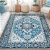 Terven Tappeto Vintage Azzurro cielo Salotto 240x300 cm Pelo Corto Lavabile | Tappeto vintage lavabile, antiscivolo, pelo corto morbido, rettangolare, ideale per salotto, camera da letto, cucina