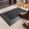 YOOPIN Zerbino resistente per esterni, antiscivolo, per porta d'ingresso, con martello di installazione, con fori di drenaggio, 45 x 75 cm, nero