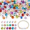 Spritewelry 700 perline cubiche in acrilico, con lettere dell'alfabeto, numero, colorate, quadrate, costellazioni, fori grandi, distanziatori per braccialetti dell'amicizia e creazione di gioielli