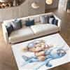 AUWUUA Tappeto per bambini con simpatico orsetto di peluche, 50x80 cm, lavabile, con motivo di animali divertenti, motivo aereo volante, antiscivolo, per cameretta dei bambini, sala giochi
