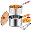 LLELEMAMO Pentola Friggitrice 2L in Acciaio Inox 304 con Cestello e Coperchio (A Complete Set)