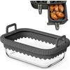 Flintronic Stampo Teglia in Vetro per Ninja AF400EU/DZ400EU/AF500EU/COSORI, Teglia Accessori per Friggitrice ad Aria, lavabile in lavastoviglie, Riutilizzabile