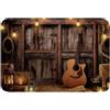 Loussiesd Tappeto western 40,6 x 61 cm per bambini, stile rustico, per vasca da doccia, per ragazzi e ragazze, con chitarra, tappetini da bagno per bagno, accessori