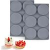 Techchii 2 stampi rotondi in silicone da 10,2 cm, per muffin | Stampo antiaderente per hamburger, panini, per torte, muffin, burger, budino, cioccolato, sapone (33 x 22 cm, grigio)