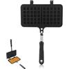 HERCHR Padella per waffle a doppia faccia, padella per waffle a forma quadrata antiaderente in alluminio, Induzione Pancake Piastra, 33,5 x 21,5 cm Grande Doppia Cialda Waffle Maker per colazione, pancake