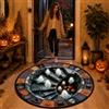 CBMZHF Tappeto 3D di Halloween, illusione ottica 3D, scheletro abisso, rotondo, spettrale, tappetino per interni, per soggiorno, camera da letto, ingresso e decorazione per feste di Halloween (80 x 80