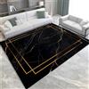 Generico Tappeto per Camera da Letto 160x230 cm Geometria Quadrata Nera Tappeto Soggiorno Lavabile Pelo Corto Moderni, Tappeti di Zona Antiscivolo, per Sala da Pranzo Cucina Salotto Ufficio