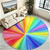 Generic Tappeto rotondo multicolore arcobaleno, 90 cm, lavabile, tappetino rotondo | Tappeto ad acquerello astratto, antiscivolo, morbido, a pelo basso, per camera dei bambini, asilo nido