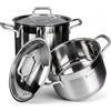 ARBEMA Set Casseruola e Pentola Induzione Acciaio Inox 18/10 - Coperchi Inclusi | Batteria Pentole a Induzione Triplo Fondo Termico - Lavabili in Lavastoviglie - Bordo Antigoccia - Accessori Cucina ARBEMA