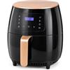 Generico BDIT Accessori Friggitrice ad Aria 8L 2800W, Air Fryer con Pannello LCD Touch, 8 Programmi di Cottura, Timer e Temperatura Regolabili, Cestello Estraibile, Nero con Dettagli Oro/Rame