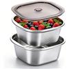 EQULIUS Set di scolapasta e ciotola in acciaio inox, 4600 ml, a doppia parete con coperchio, ciotola in acciaio inox, contenitore per alimenti per magazzino e cucina