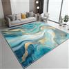 Generic Tappeto Moderno Soggiorno 160 X 230 Cm, Pelo Corto Morbido, Lavabile E Antiscivolo - Tappeto Decorativo Blu Oro Pittura Fluida Polvere D'Oro Marmo Per Camera Da Letto, Sala Da Pranzo, Cameretta