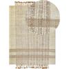 Beliani Tappeto boho juta con frange fatto a mano 160 x 230 cm beige chiaro e naturale