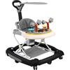 Supfine 3 in 1 Girarrosto bambino evolutivo con vassoio per attività musicali rimovibili, girelli da passeggio con ruota universale e altezza regolabile, da 6 a 18 mesi (3 in 1,67 x 75 x 85 cm, nero)