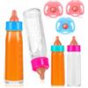 LQTSLFM 4 Pezzi Biberon Magico per Bambole e 3 Pezzi Ciuccio per Bambole Biberon Giocattolo con Latte Scompare per Accessori Bambole, Regalo Compleanno