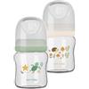 ana baby 2 biberon in vetro puro | Biberon per bambini in vetro borosilicato senza BPA con tettarelle morbide in silicone, sistema anticolico ventilato | motivi sotto l'oceano e foresta (120 ml x 2)