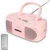 MEDION® MEDION E65010 Radio stereo (lettore CD, cassette, connessione USB, ingresso audio AUX, riproduzione MP3. Radio FM PLL, memoria 40 stazioni, funzionamento a batteria, telecomando) rosa
