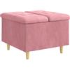 vidaXL Poggiapiedi con spazio contenitore, rosa, 60 x 60 x 45 cm, in velluto