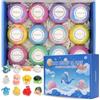 HUADUOO Set regalo da 12 bombe da bagno, bombe da bagno naturali e biologiche fatte a mano, per bambini con giocattolo a sorpresa all'interno