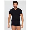 Ma.Re T-shirt M/M Uomo scollo V in cotone costina garzato Maglificio Ma.Re Basic Cotton art. 950 Nero