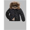 Blauer Piumino con bordo in pelliccia Donna Blauer mod. ALDIE art. 26WBLDC03034-006047 999EI Nero int. beige 301