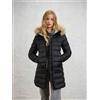 Blauer Piumino lungo con pelliccia Donna Blauer mod. KRISTIN art. 26WBLDK03040-006047 999EI Nero int. beige 301
