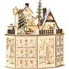 HOMCOM Calendario dell'Avvento in legno con LED e 24 cassetti, 25x20x29 cm, legno | Aosom Italy