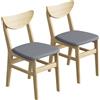 HOMCOM Set 2 sedie da pranzo imbottite in tessuto con schienale curvo, grigio e legno | Aosom Italy