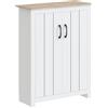 HOMCOM Scarpiera 4 livelli per 12 paia con 2 ante e ripiani regolabili, 80x32,8x105 cm, rovere e bianco | Aosom Italy