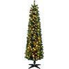 HOMCOM Albero di Natale slim 180 cm con 170 LED bicolore, telecomando, pigne e bacche, verde | Aosom Italy