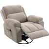 HOMCOM Poltrona relax TV girevole 360° con massaggio, riscaldamento ed effetto ciniglia, beige | Aosom Italy