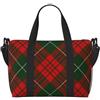YUNWEIKEJI Tartan scozzese natalizio, Borsa da viaggio grande borsa a tracolla da spiaggia - Borsa tote con manici e cinghie