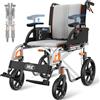 VOCIC U12 Sedia a Rotelle Pieghevole Ergonomica Regolabile | Carrozzina per disabili 13KG fino a 136KG,maniglie e braccioli regolabili,doppio freno,30CM ruote|Grigio beige
