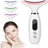 Unipampa Anluomania Massaggiatore Viso Elettrico, Face Massager | Dispositivo di Bellezza Antirughe con 3 Modi 4 LED, 45℃ Massaggio per Face Lifting con 3 Intensità di Vibrazione