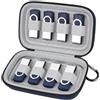 ALKOO Custodia per chiavetta USB, supporto per chiavetta USB, per 8 persone | Guscio rigido, 8 slot elastici per unità USB e schede di memoria SD/Memoria, organizer portatile da viaggio e ufficio
