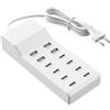 nongxiang Caricatore USB multiuso, caricatore USB a 12 porte, 60W, stazione di ricarica multiporta, alimentatore USB C, compatibile con iPhone/Samsung/Google/Power Bank e altri