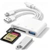 Bamkey Lettore Schede SD 3 Porte con Connettori Lightning/USB‑C/USB‑A | [Certificato MFi]Lettore di schede di memoria con slot SD, Micro‑SD e porta USB, compatibile iPhone, iPad, MacBook, Android
