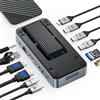 ORICO Hub C 11 in 1 con alloggiamento SSD M.2, docking station con ventilatore, HDMI, DP, Gigabit Ethernet, PD, SD/TF, audio/microfono, 10 Gbps e 2x5 Gbps